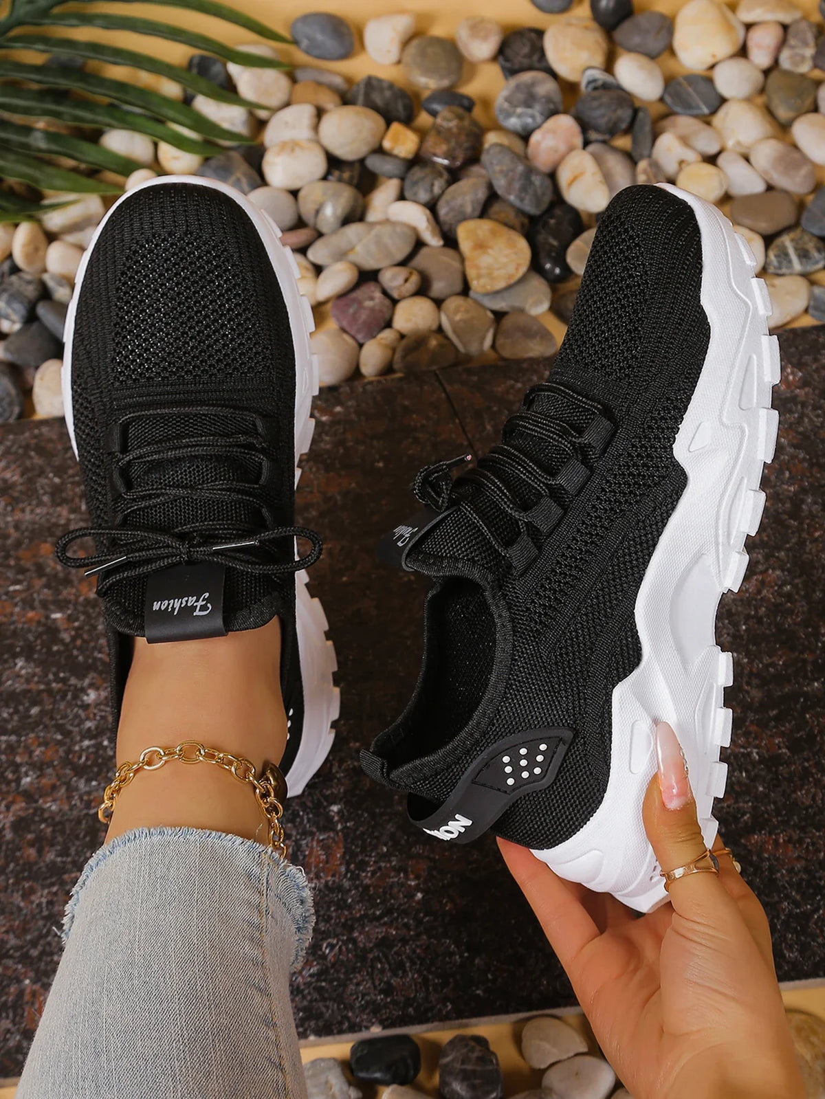 Chunky gebreide plateausneakers - afbeelding 9