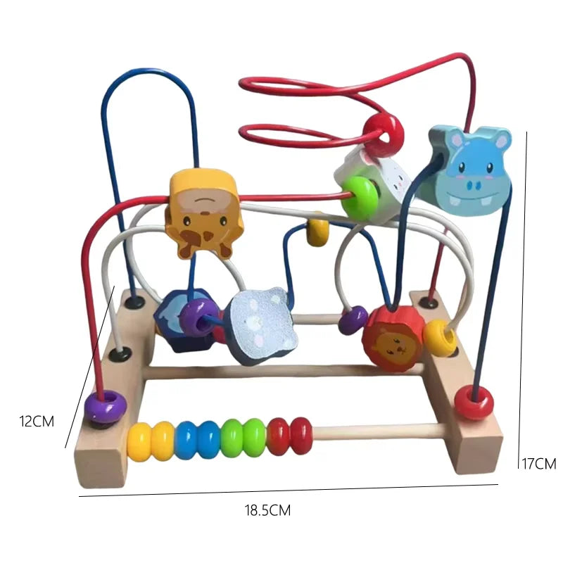 Montessori houten rollercoaster met kralendoolhof en telraam