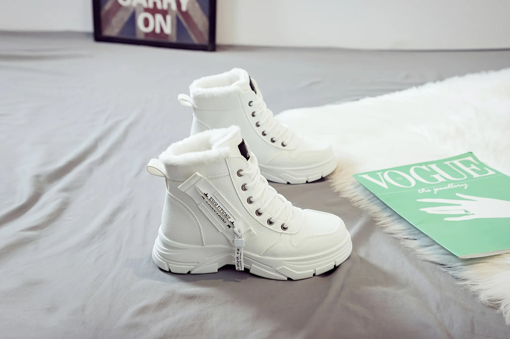 Gevoerde veterboots met plateauzool - afbeelding 28