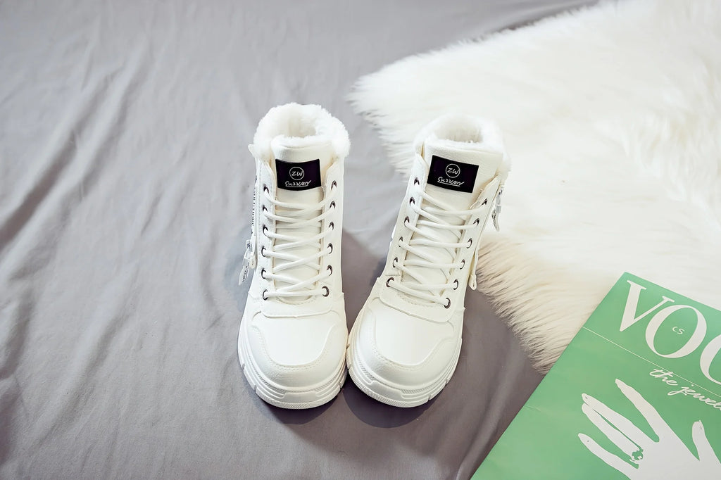 Gevoerde veterboots met plateauzool - afbeelding 30