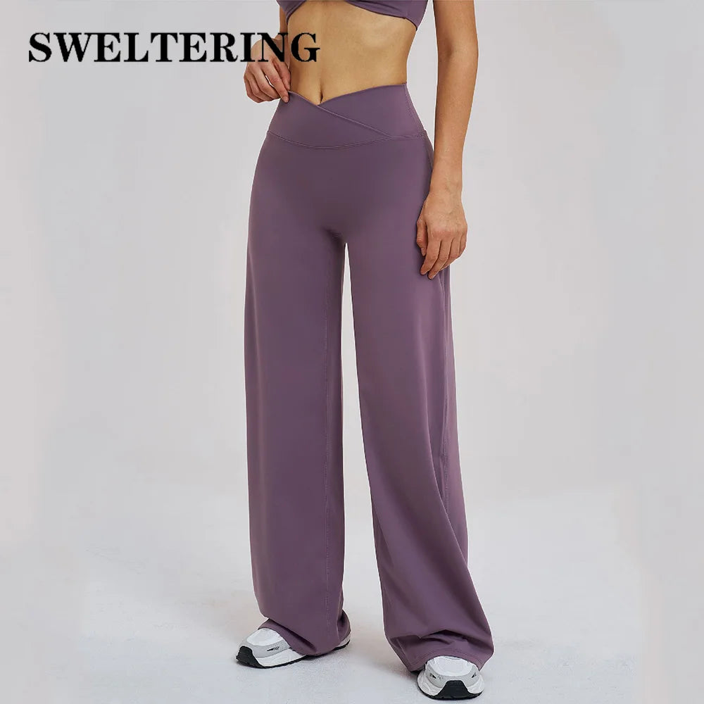 High-waist yoga flared pants