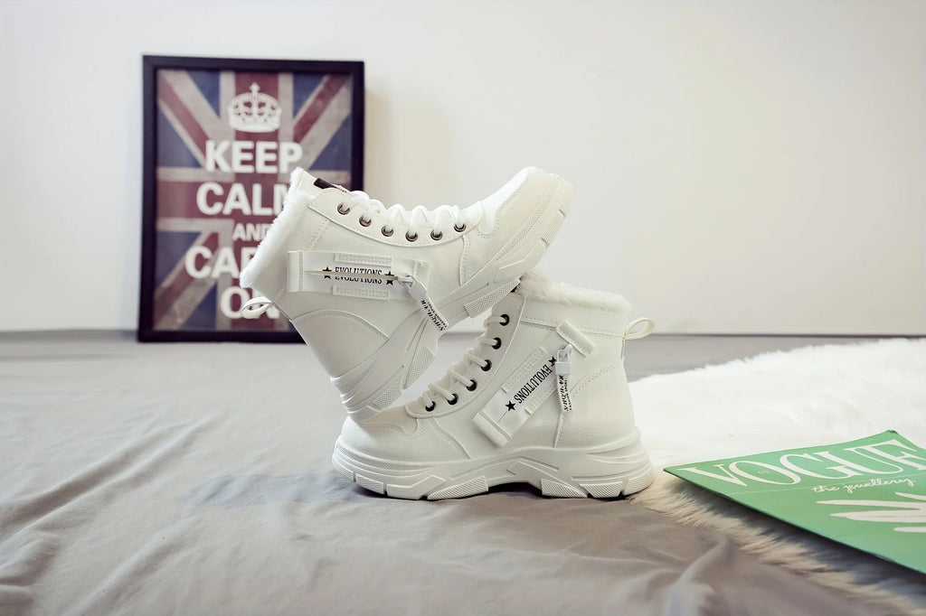 Gevoerde veterboots met plateauzool - afbeelding 29