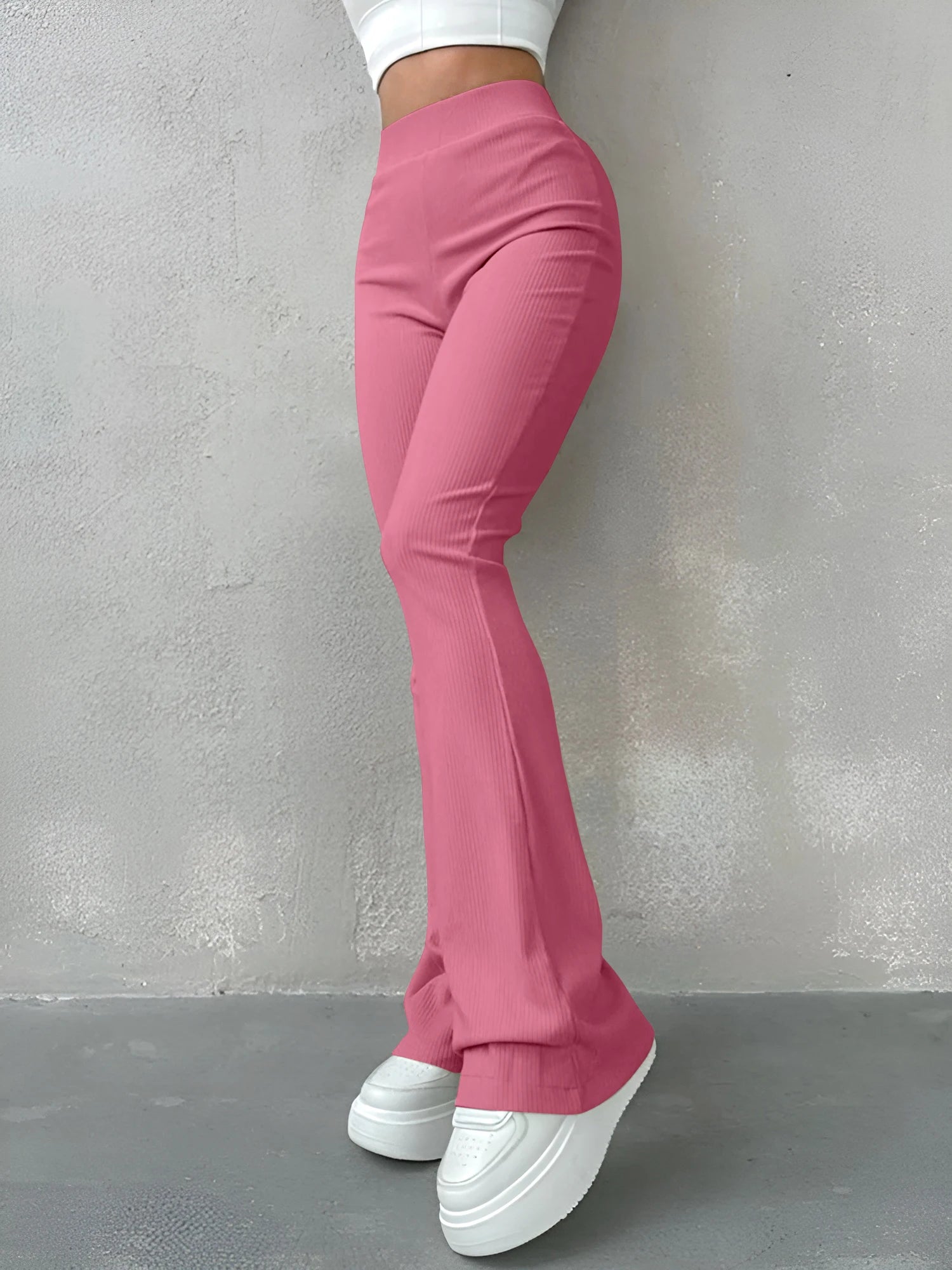 Dames ribbed flared pants