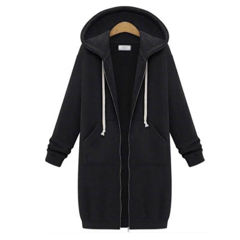 Lang hoodievest met rits - afbeelding 5