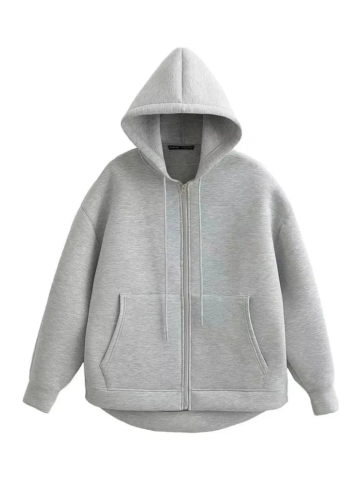 Oversized hoodiejas met rits