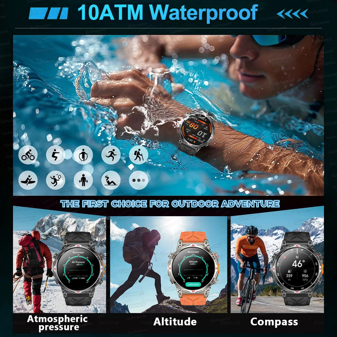 Outdoor GPS Sports Smartwatch voor heren