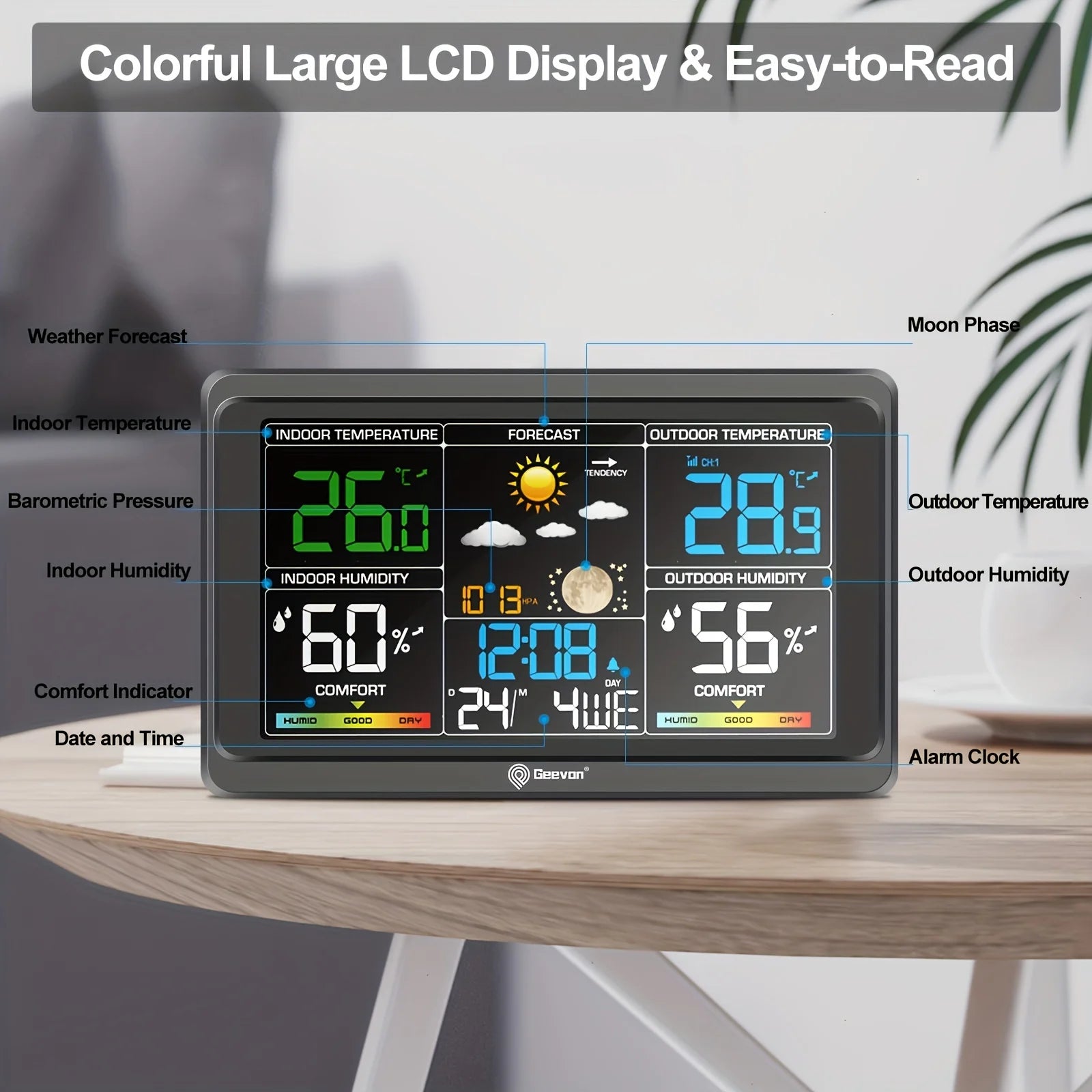 Digitale draadloze weerstation met binnen- en buitenthermometer