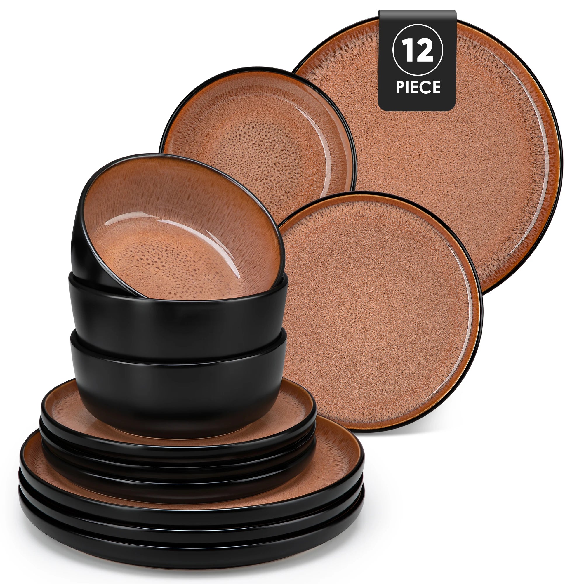 Mat zwarte keramische serviesset (Vancasso Amber)