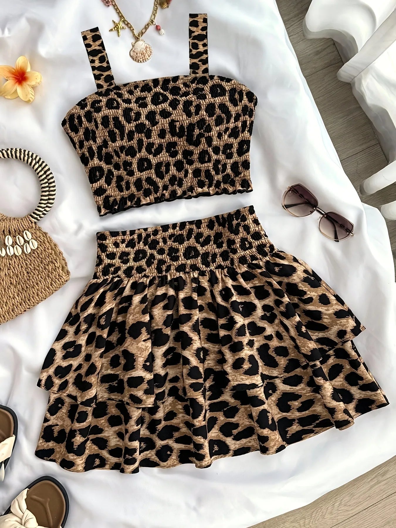 2-delige kinderoutfit met luipaardprint