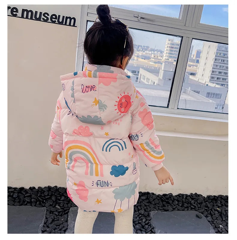Lange kinderwinterjas met regenboog - afbeelding 9