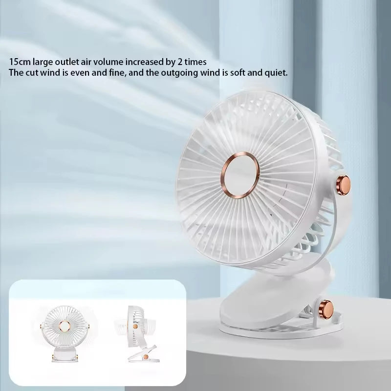 Oplaadbare klemventilator met LED-licht (8000mAh)
