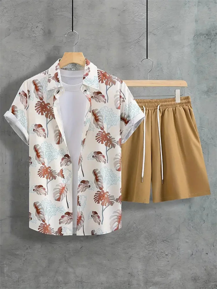 Hawaiiaanse heren 2-delige set met bladprint