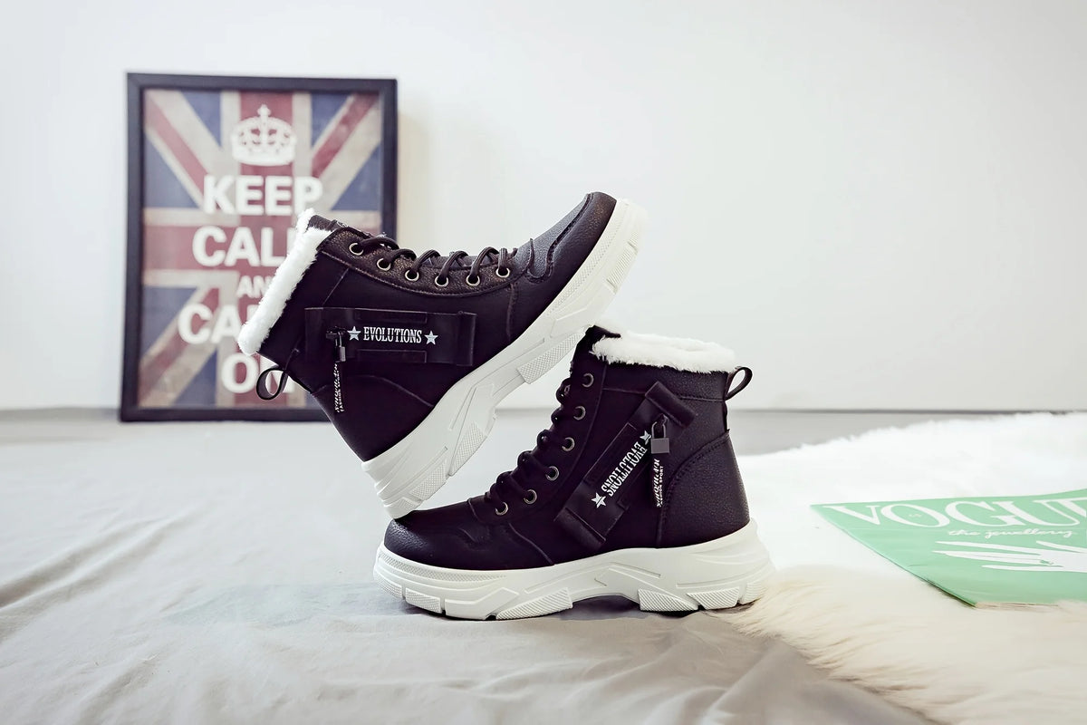 Gevoerde veterboots met plateauzool - afbeelding 23
