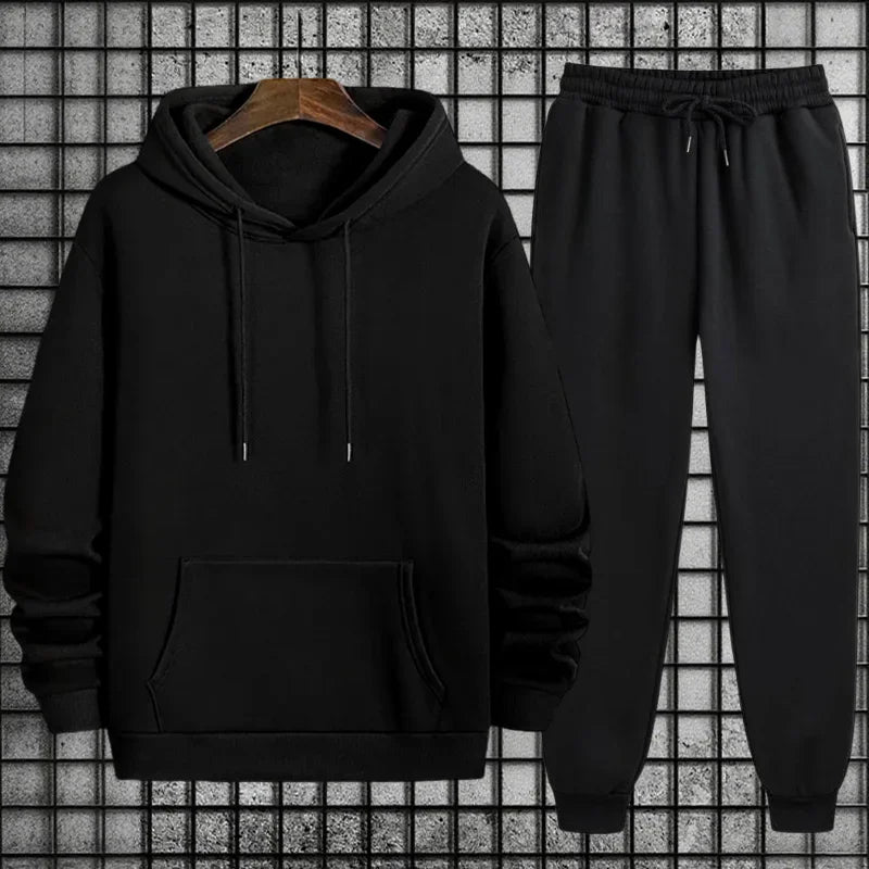 Effen joggingpak met hoodie