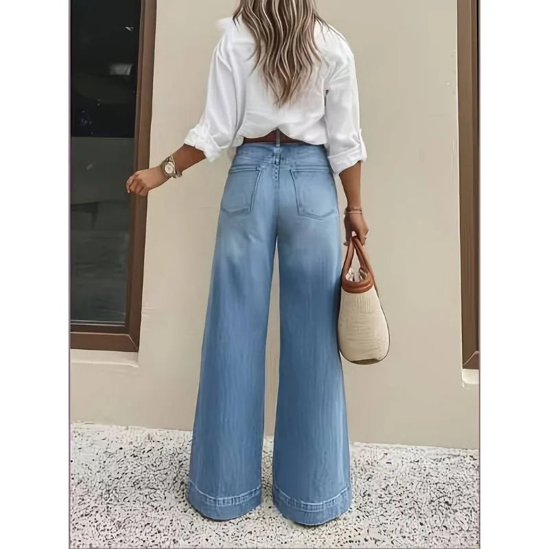 Dames high waist wide leg jeans