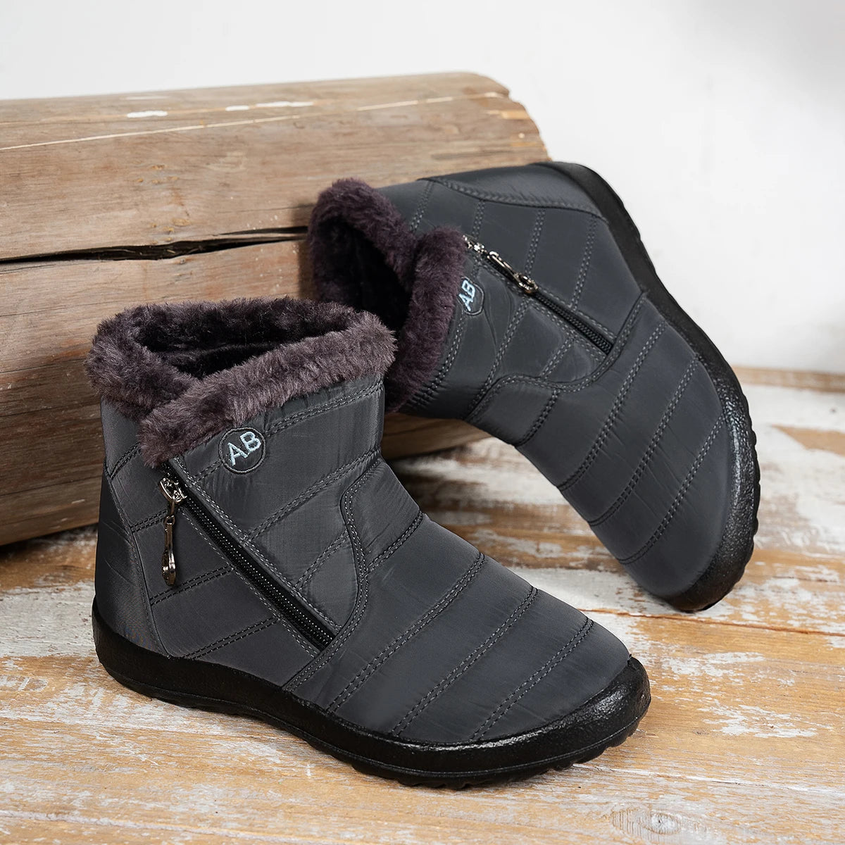 Gewatteerde snowboots met rits - afbeelding 3