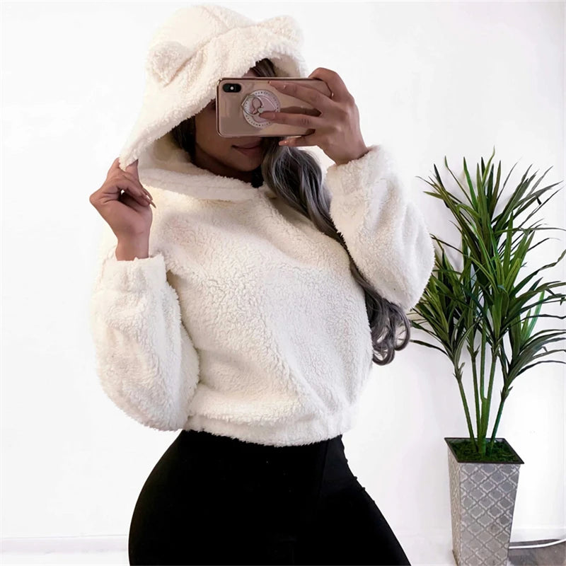 Teddy hoodie met berenoortjes - afbeelding 2