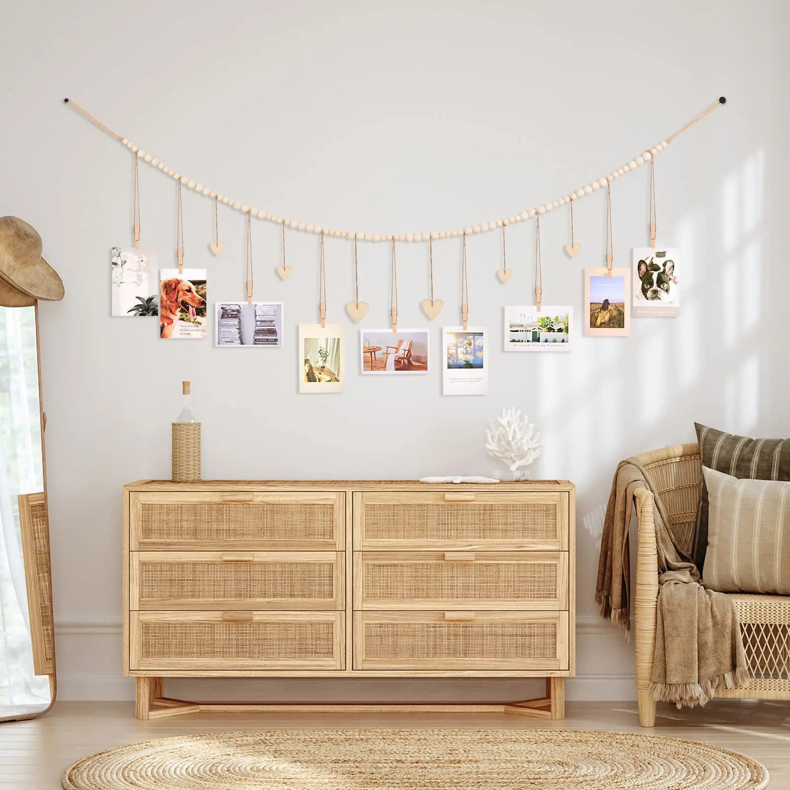 Hangende fotodisplay wanddecoratie