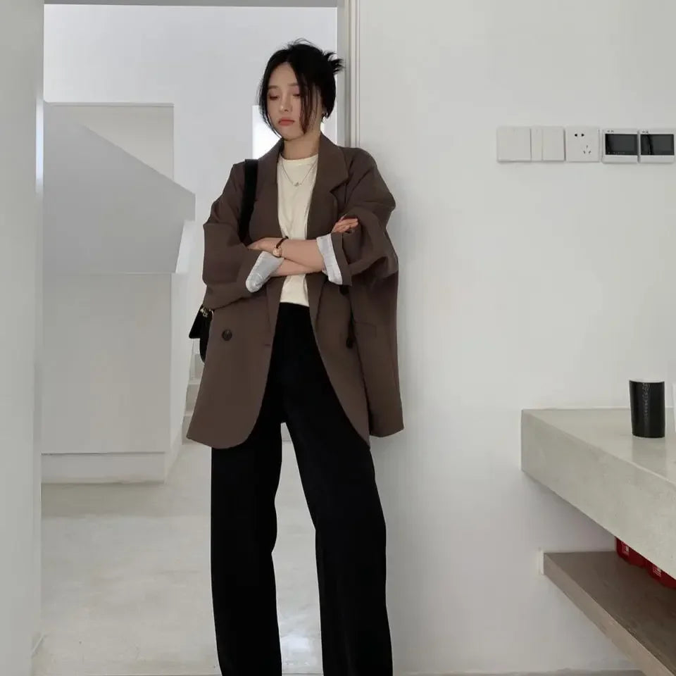 Losse blazer met dubbele rij knopen - afbeelding 4