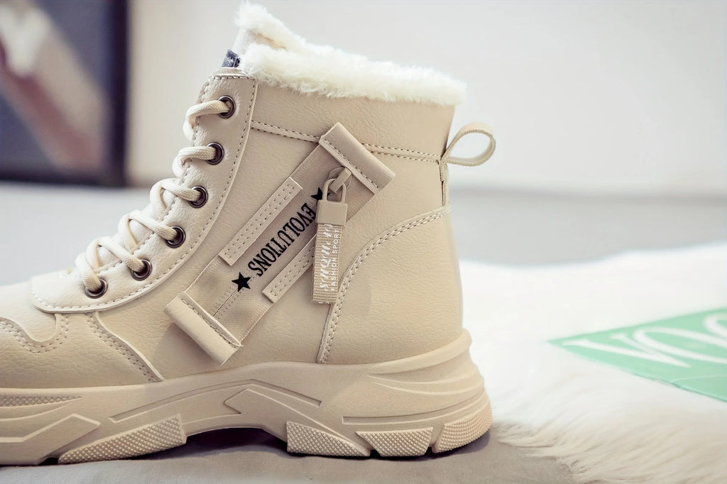 Gevoerde veterboots met plateauzool - afbeelding 9