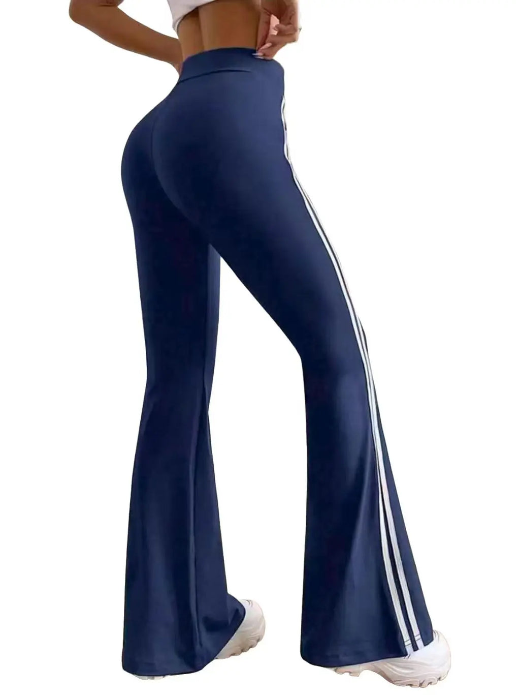 Dames flared sportbroek met zijstrepen