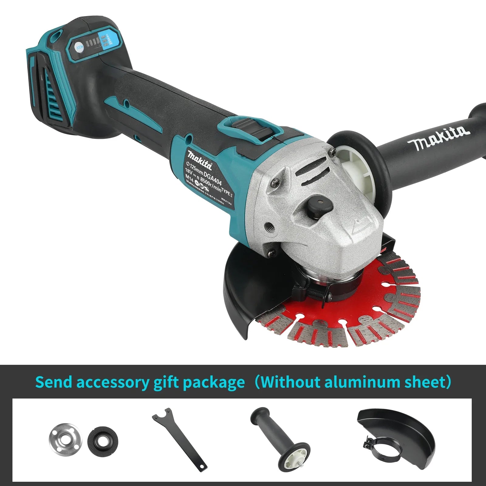 Makita 18V haakse slijper (DGA404), 125mm