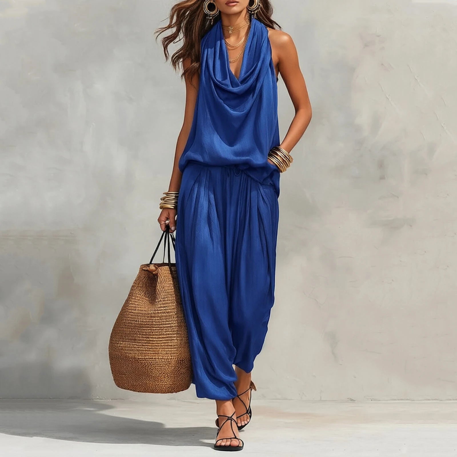 Elegante satijnen 2-delige dames set