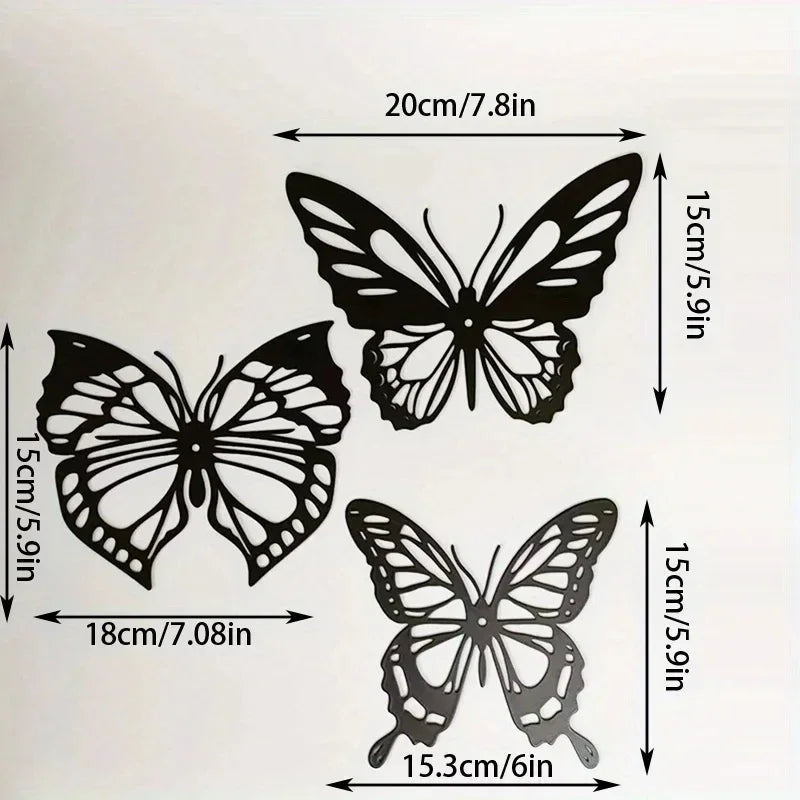 3-delige metalen wanddecoratieset met vlinders, libellen en kolibries