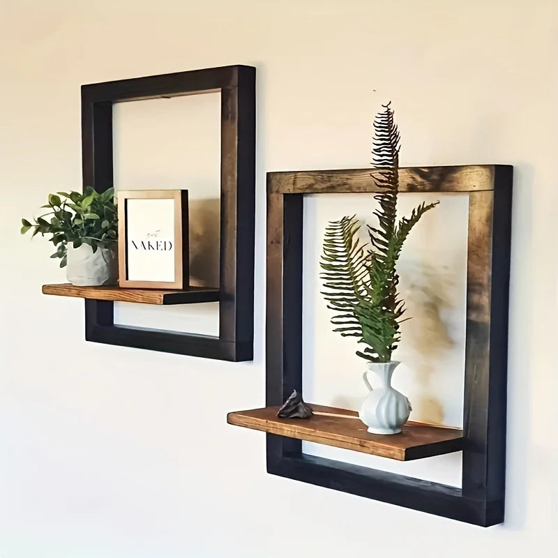 Vintage houten wandplankenset