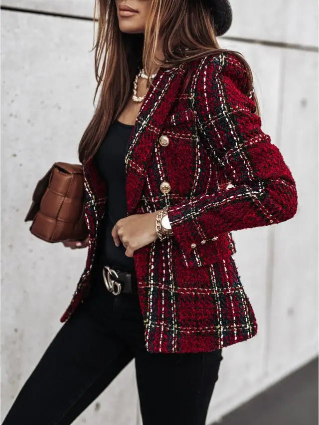 Geruite Dubbelrijige Blazer - afbeelding 5