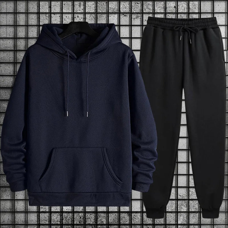 Effen joggingpak met hoodie - afbeelding 3