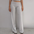 Dames flared yoga leggings met borduurdetail en fold-over tailleband