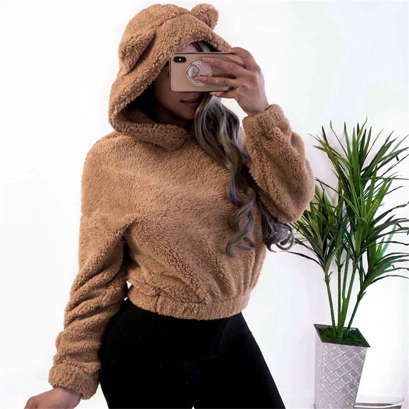 Teddy hoodie met berenoortjes - afbeelding 3