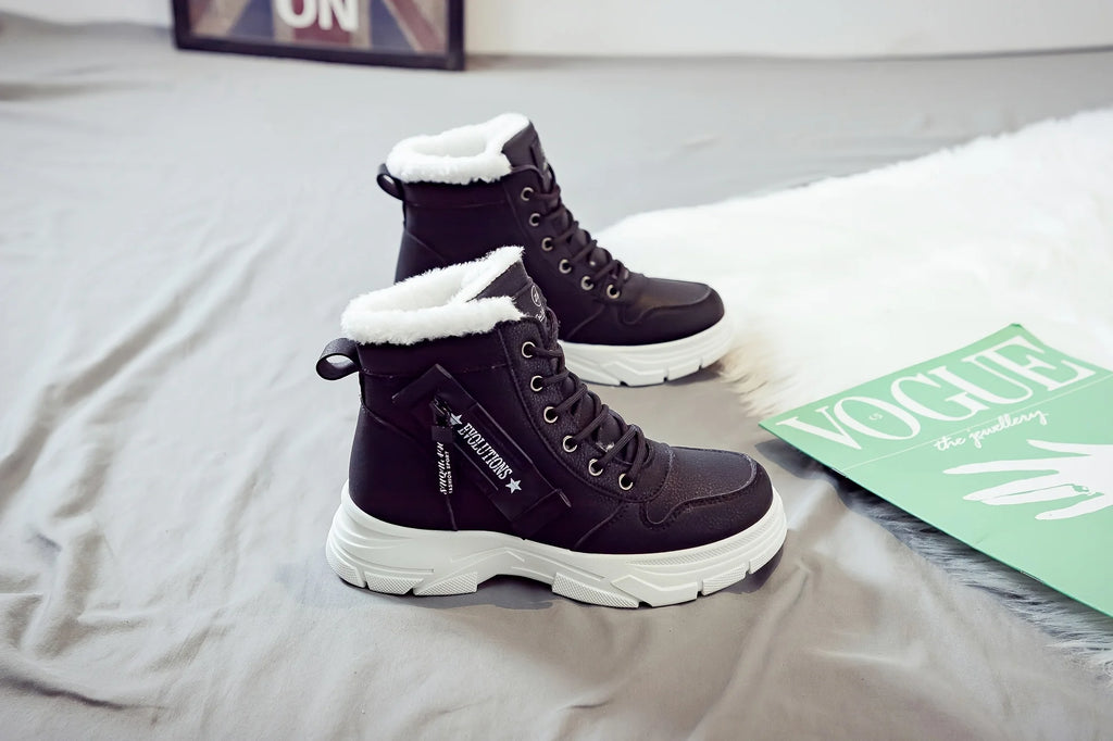 Gevoerde veterboots met plateauzool - afbeelding 21