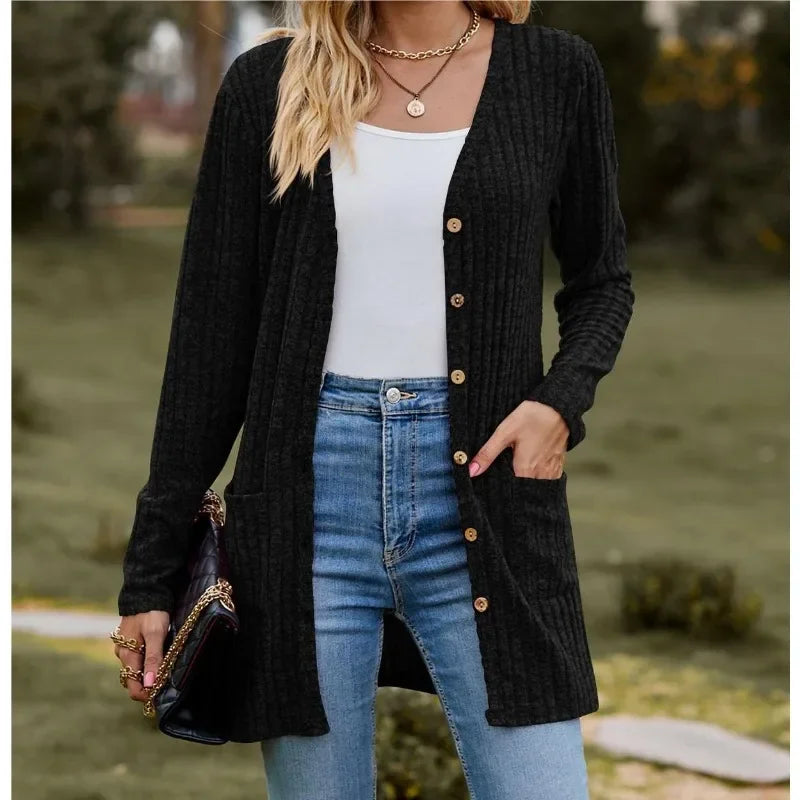 Gebreid vest met V-hals