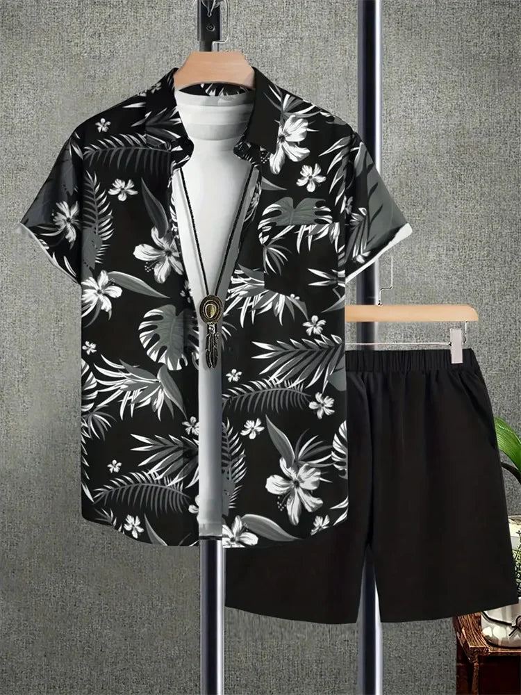 Hawaiiaanse heren 2-delige set met bladprint