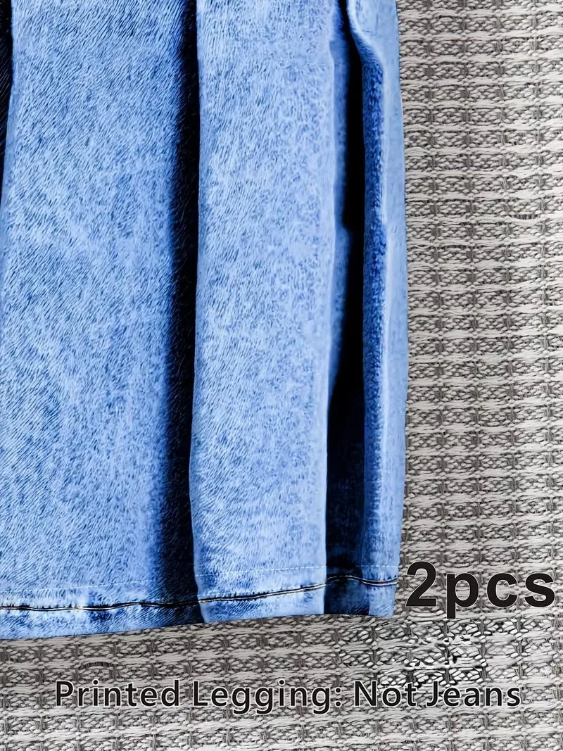 2-delige faux denim set