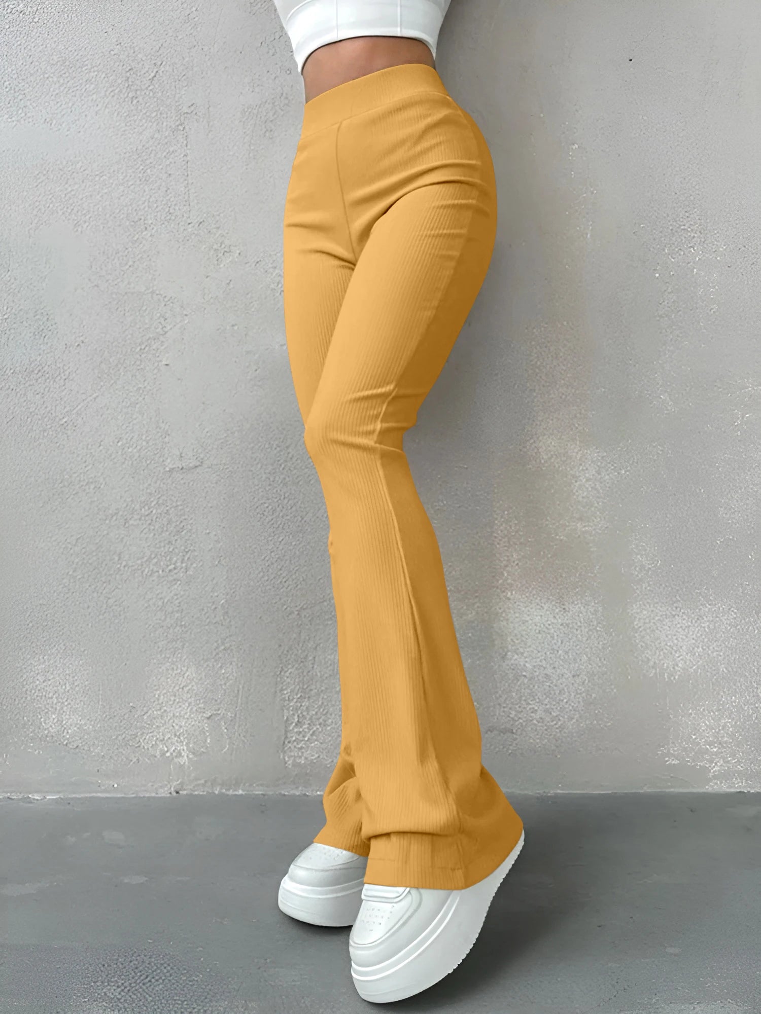 Dames ribbed flared pants