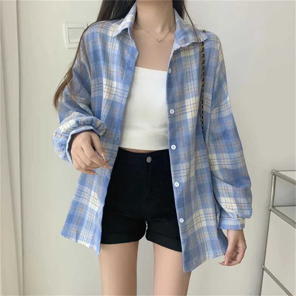 Oversized geruite blouse
