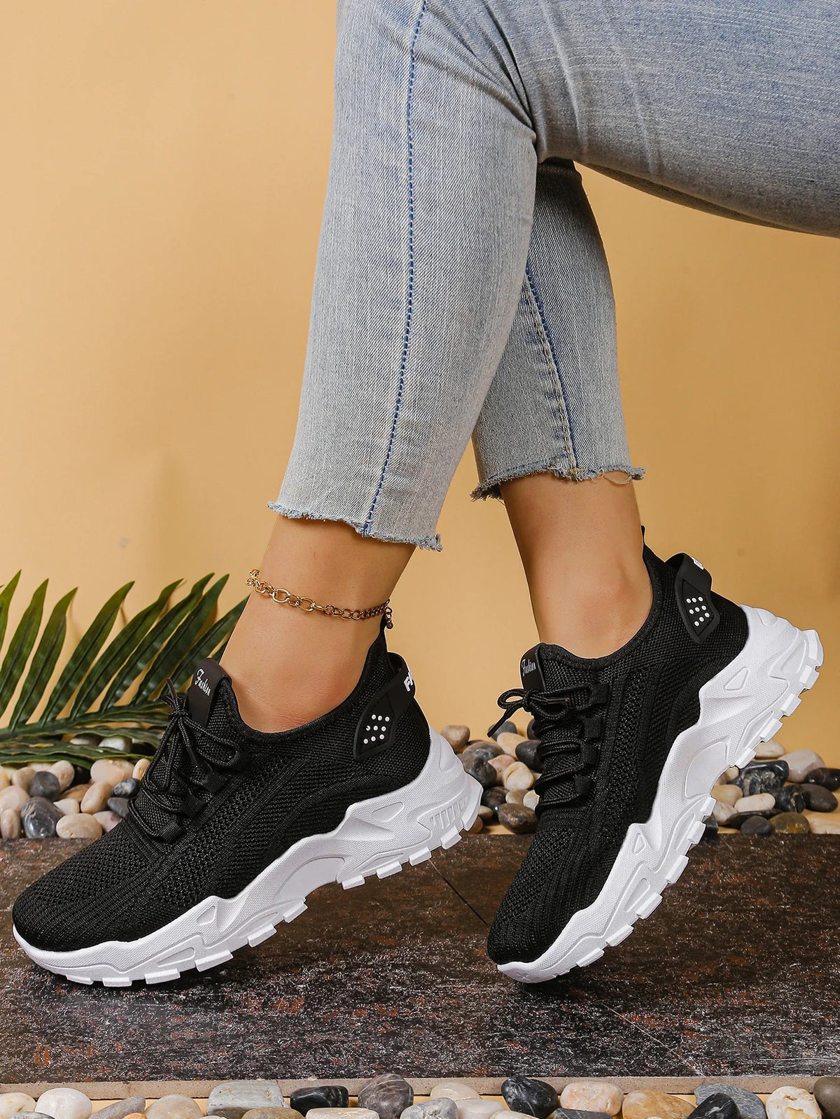 Chunky gebreide plateausneakers - afbeelding 7