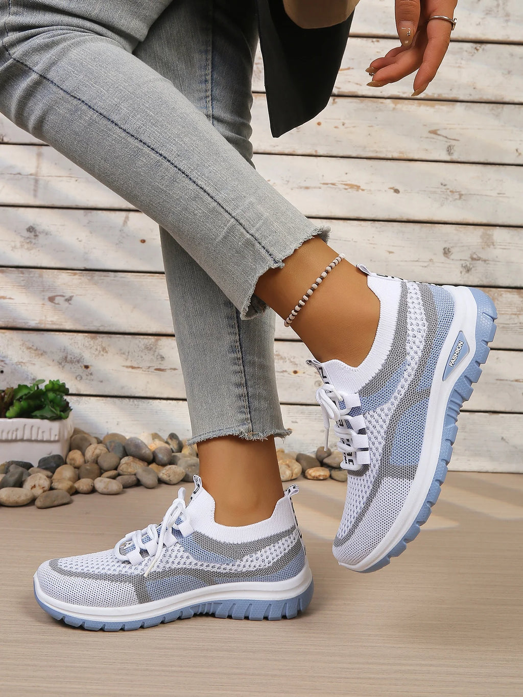 Tweekleurige gebreide sneakers - afbeelding 23