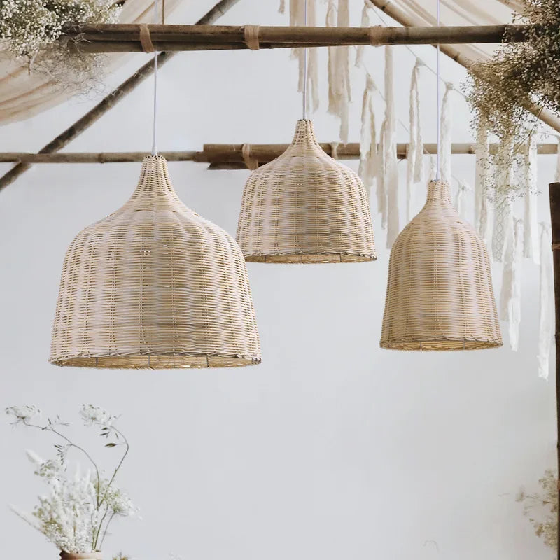 Handgeweven rotan LED hanglamp