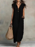 Dames boho maxi jurk van katoen en linnen