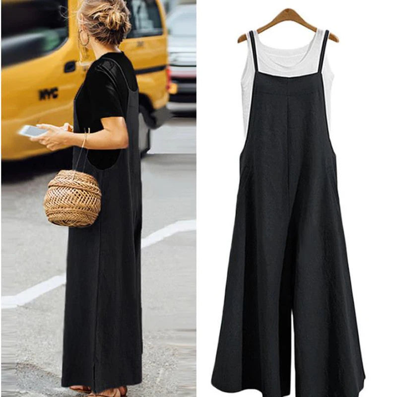 Dames wide-leg jumpsuit met bandjes
