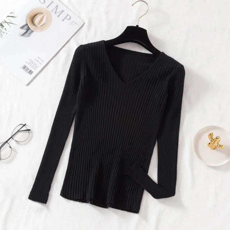 Fijngebreide V-hals trui voor dames - afbeelding 6