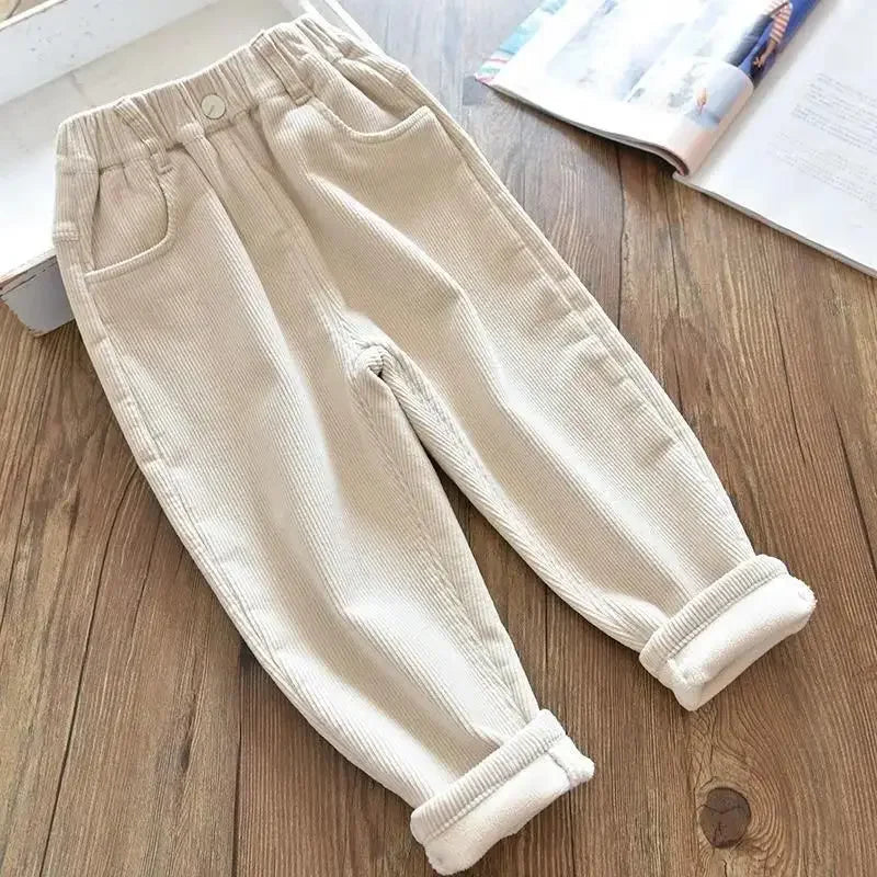 Gevoerde corduroy kinderbroek