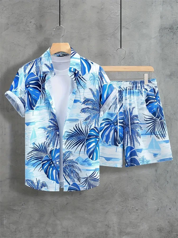 Hawaiiaanse heren 2-delige set met bladprint