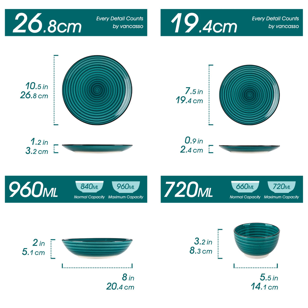 vancasso 24-delig Servies Set Groen Spiraal