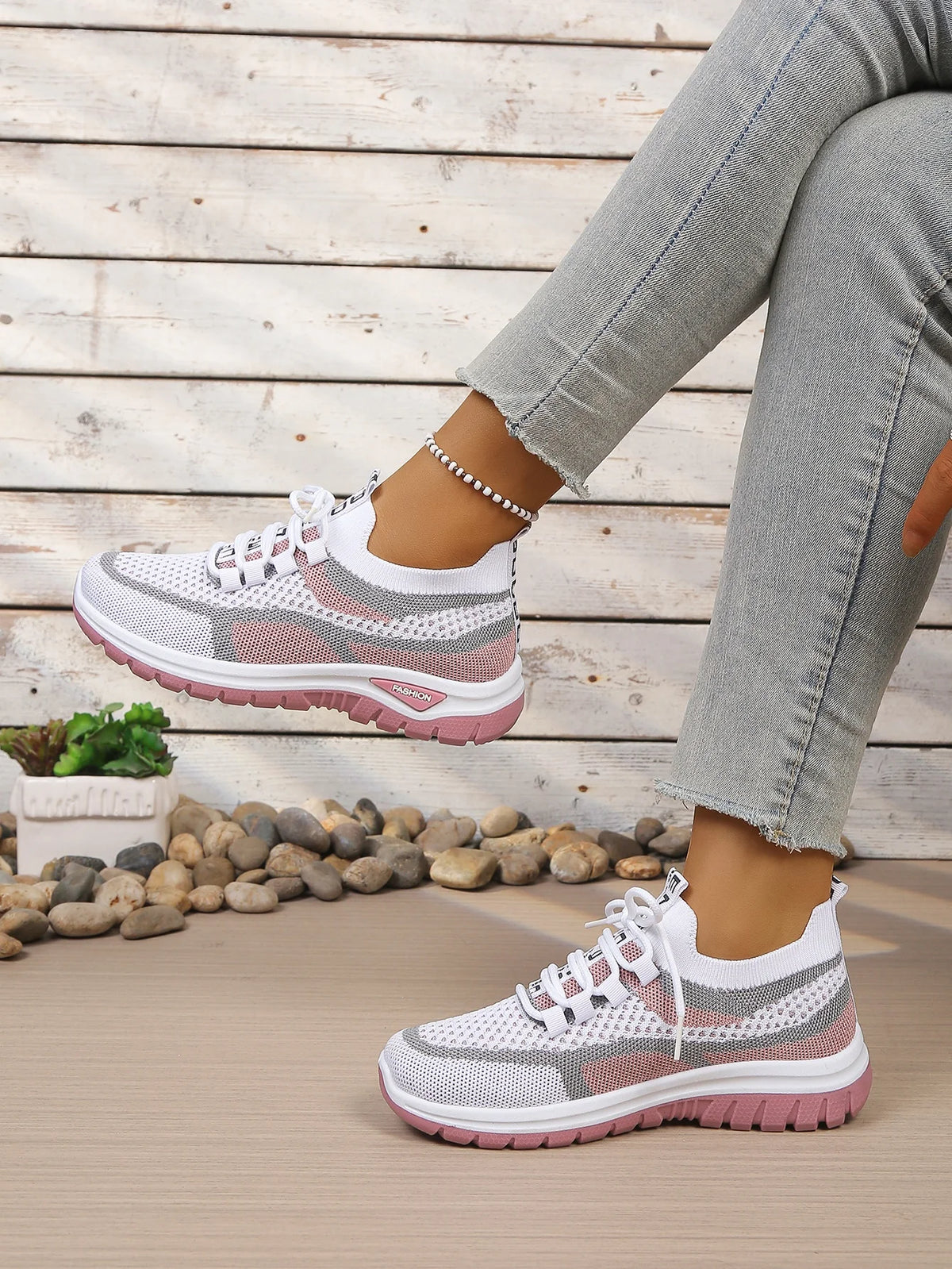 Tweekleurige gebreide sneakers - afbeelding 27