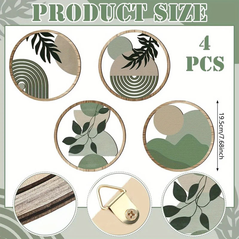 4-delige bohemian houten wanddecoratieset